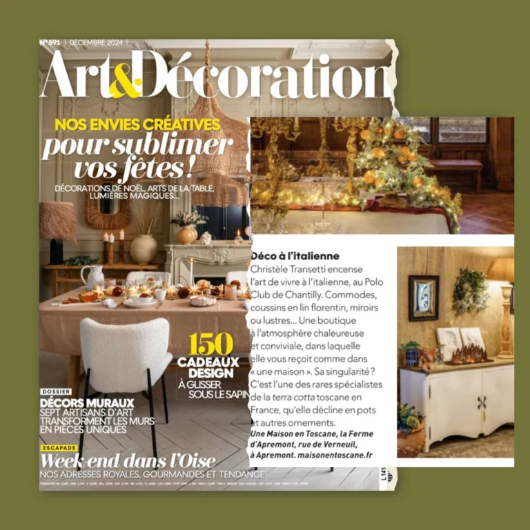 « ART&DECORATION » : UN ARTICLE SUR « UNE MAISON EN TOSCANE »